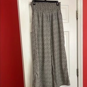 Black and White Patterned Wide Leg Pants